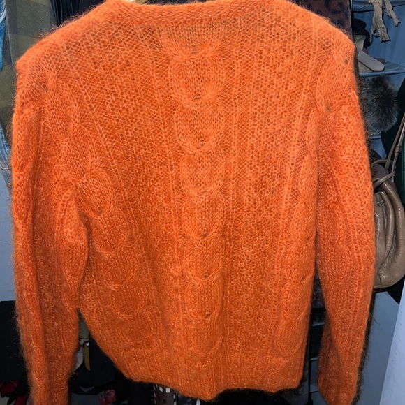 70s-80s United Colors of Benetton Mohair Cardigan, Cable Knit, Copper Buttons - Picture 6 of 6